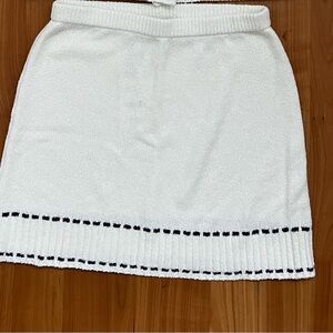 Zara White A-Line Skirt with Black Trim